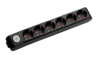 Bloc 6 prize cu impamintare si buton de pornire/ oprire Multi- Let Viko by Panasonic. Negru